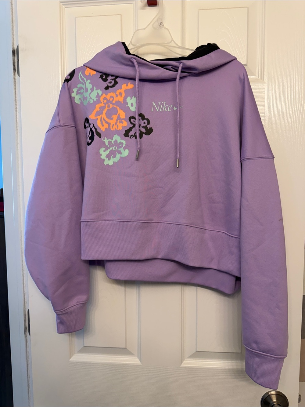 Nike Lavender Floral Cropped Cowl Hoodie